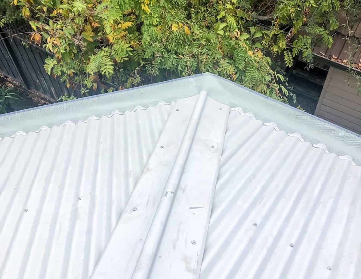 gutter guard mesh on corrugated roof