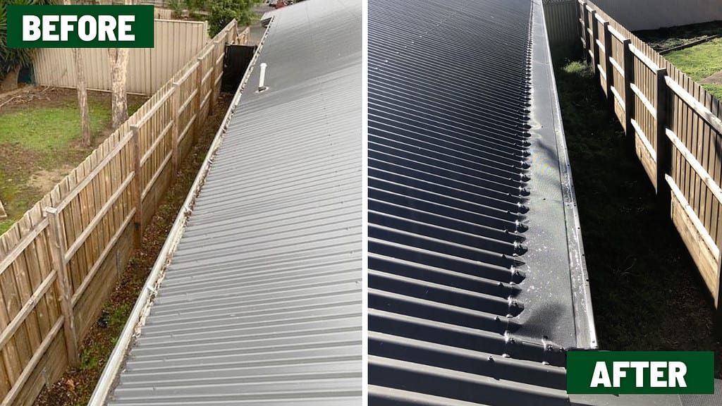 Commercial-grade TuffMesh™ gutter guard on an office building, designed for maximum durability and to stop birds and pests from entering gutters